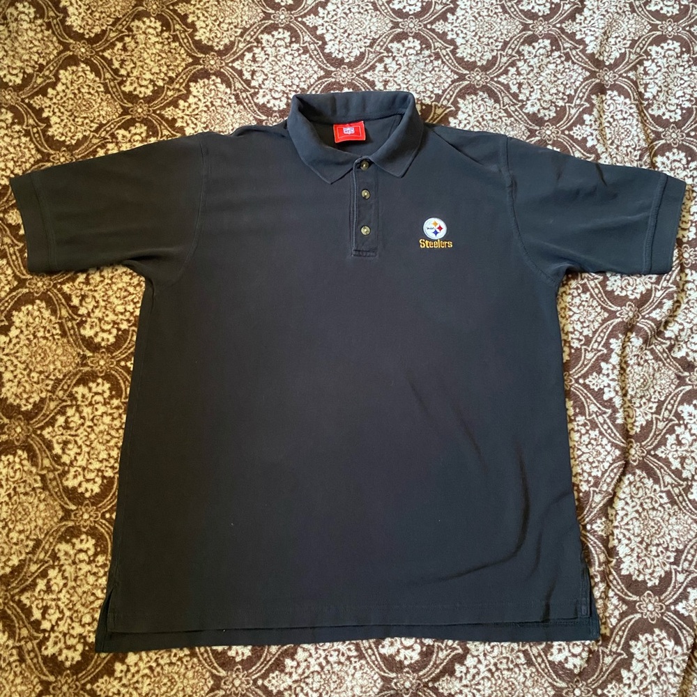 NFL Steelers Black Polo Shirt with Logo